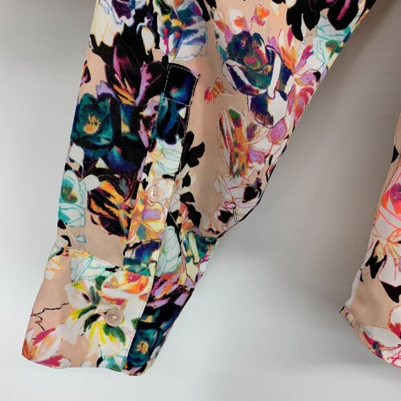 Express Portofino Shirt Pink Floral Print Button Down Long Sleeve - Picture 10 of 10